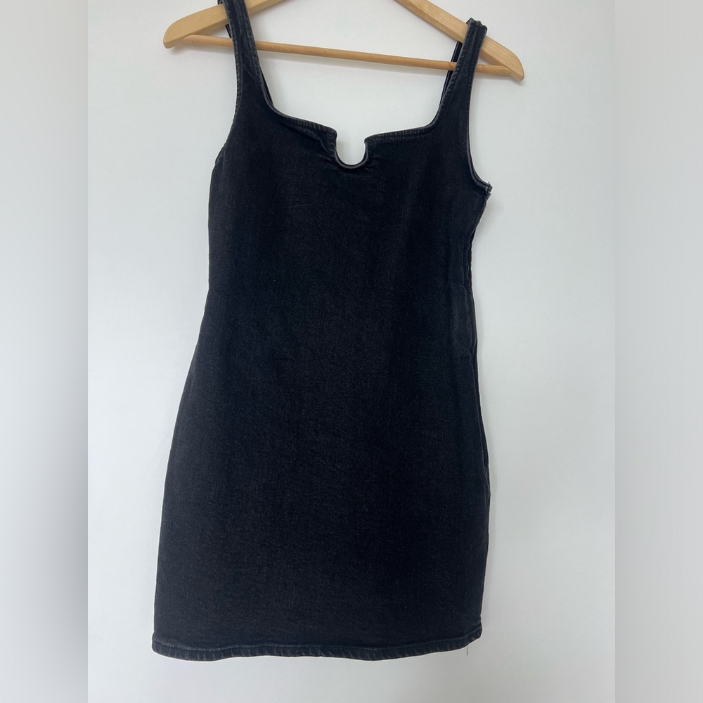 Black denim mini dress
